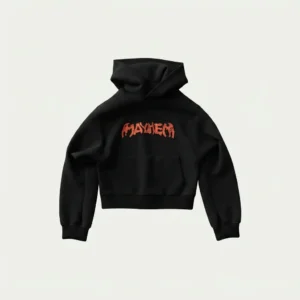 cropped black and orange logo hoodie